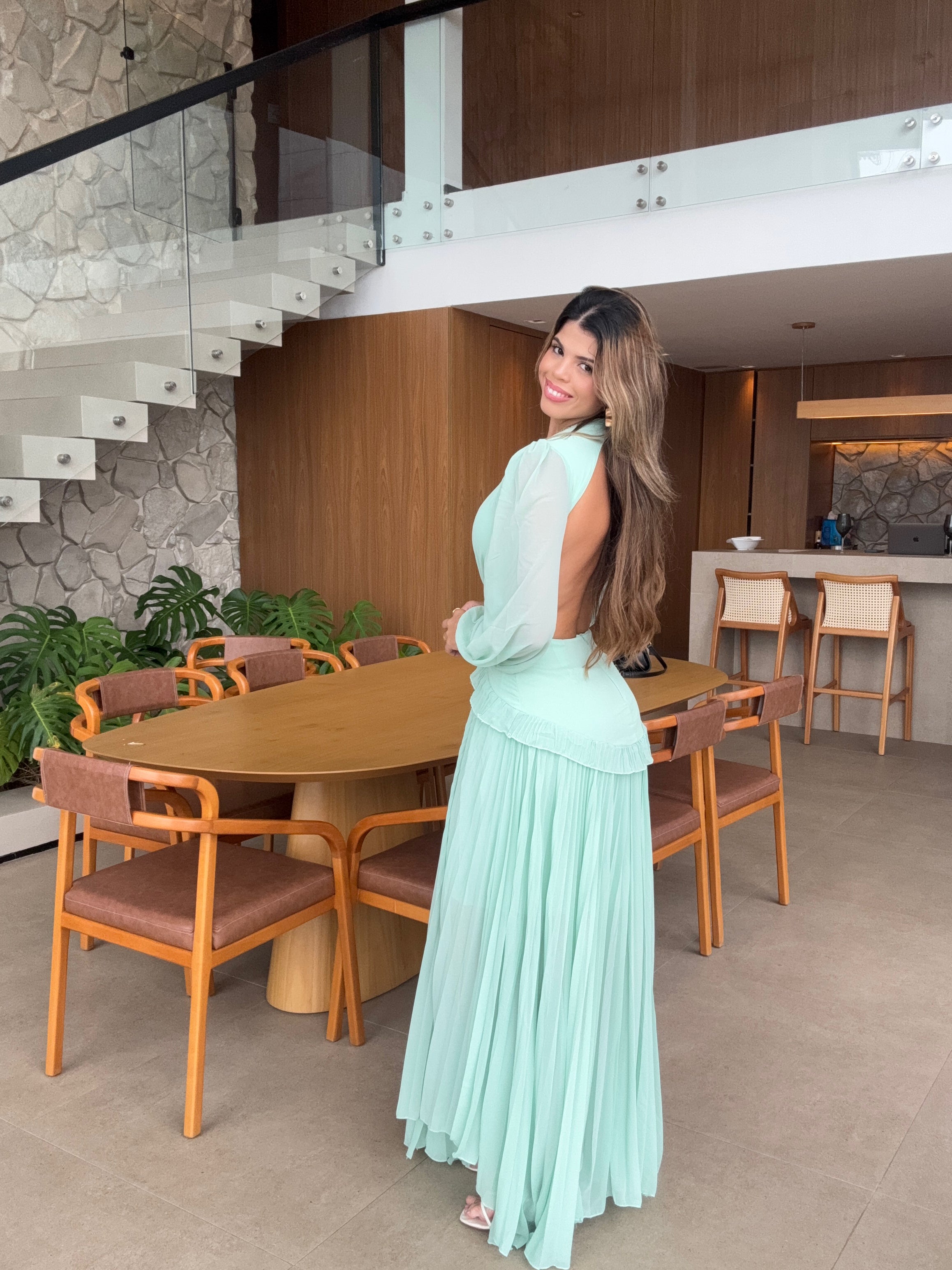 Vestido Longo com Manga Longa Munique