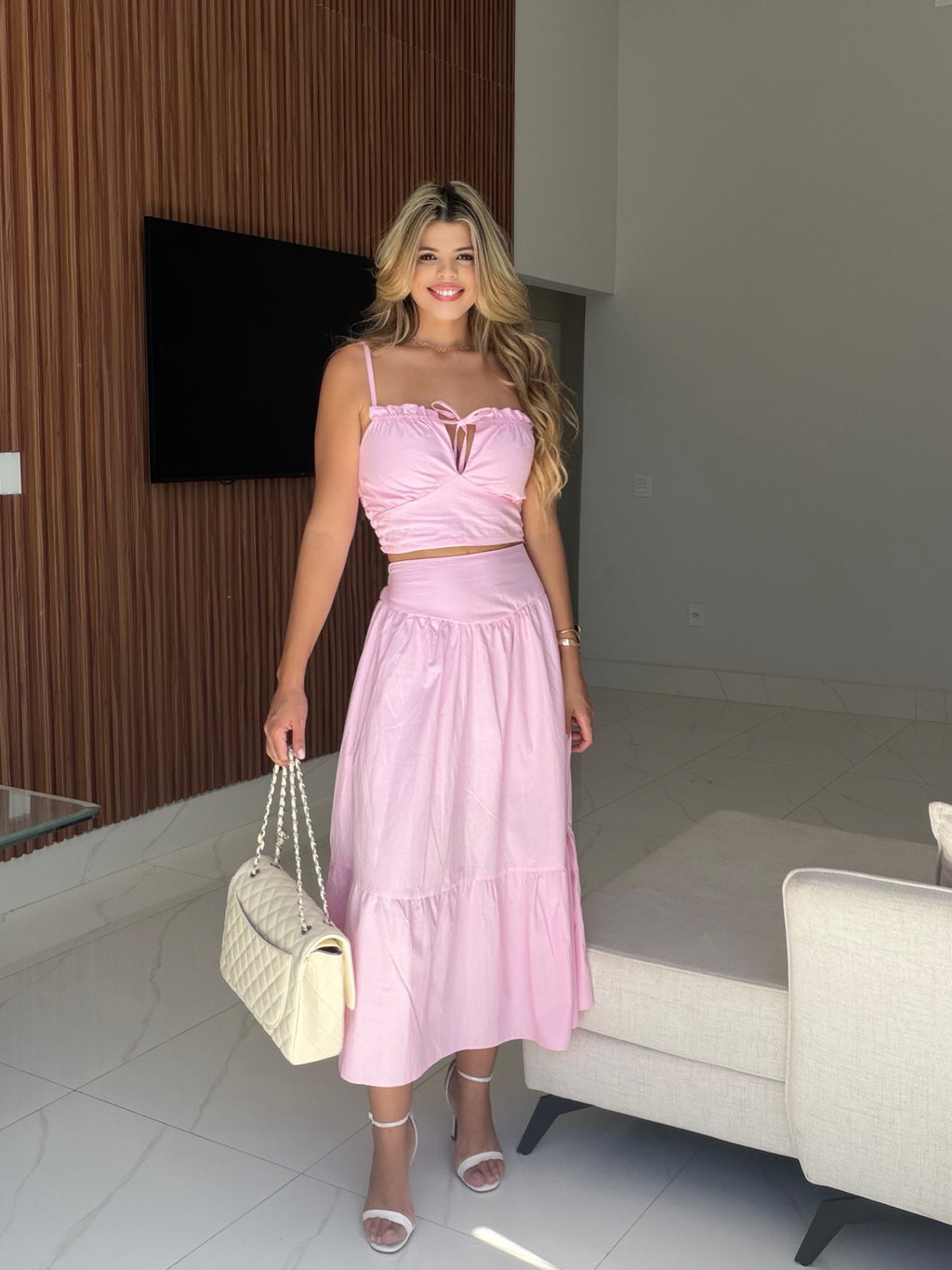 Conjunto de Blusa e Saia Midi Trancoso