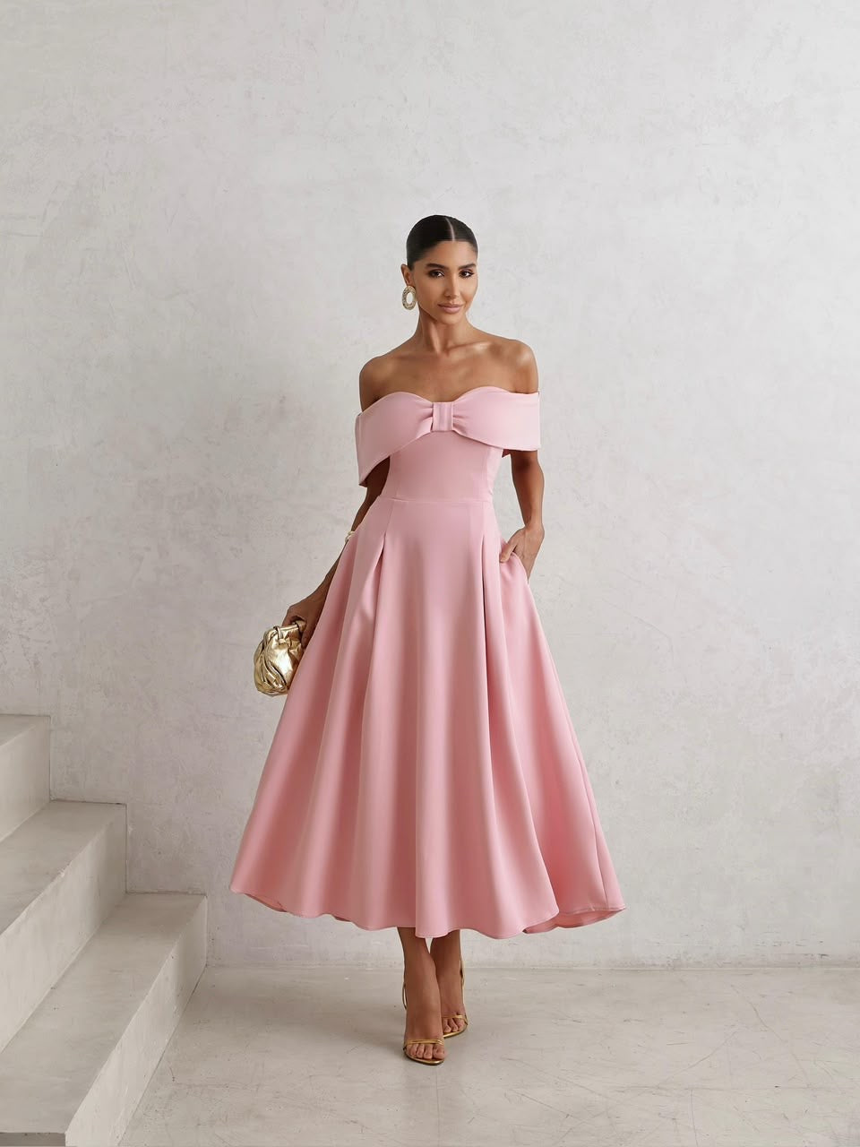 Vestido Midi Ombro a Ombro Veneza