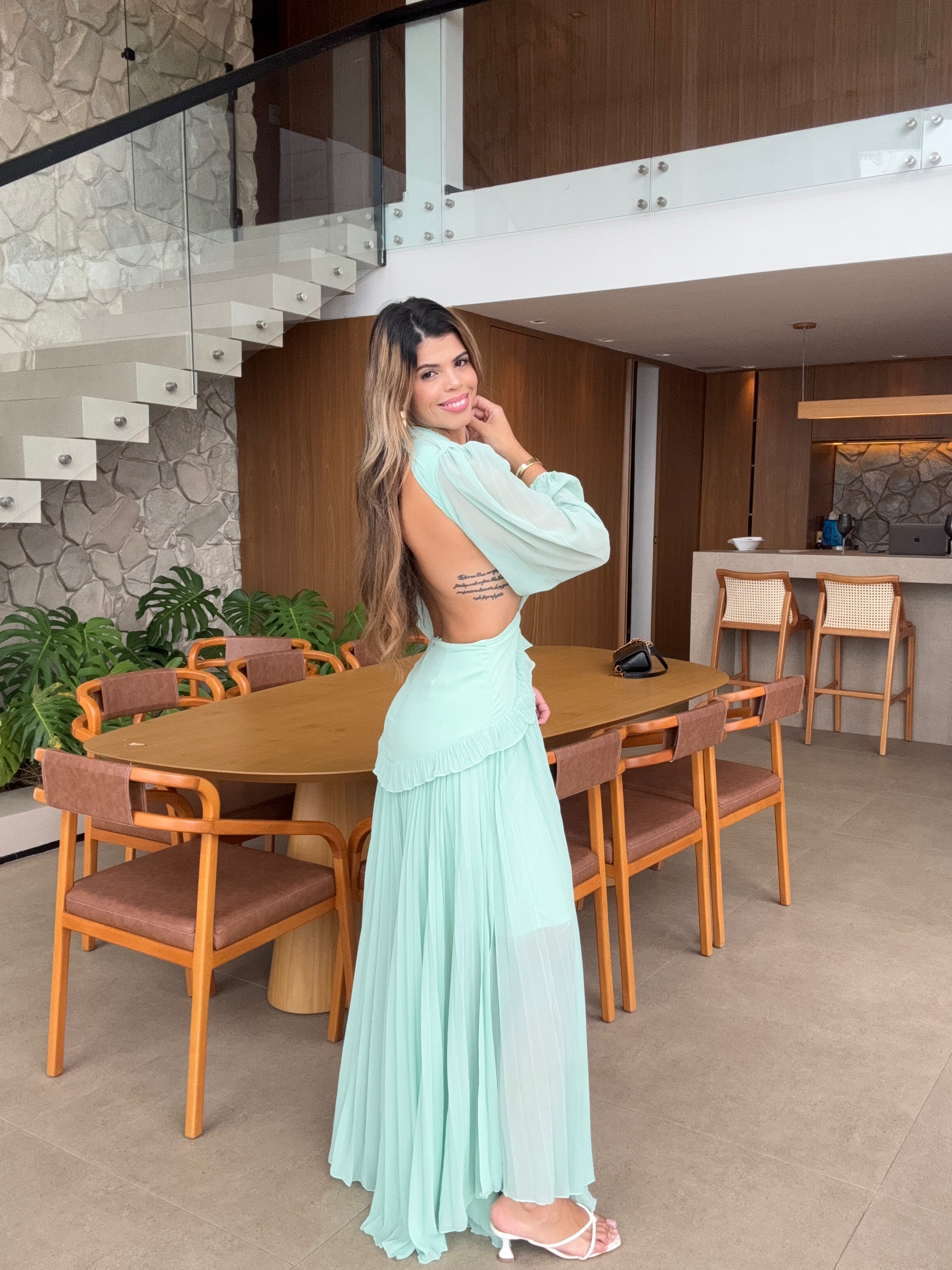 Vestido Longo com Manga Longa Munique