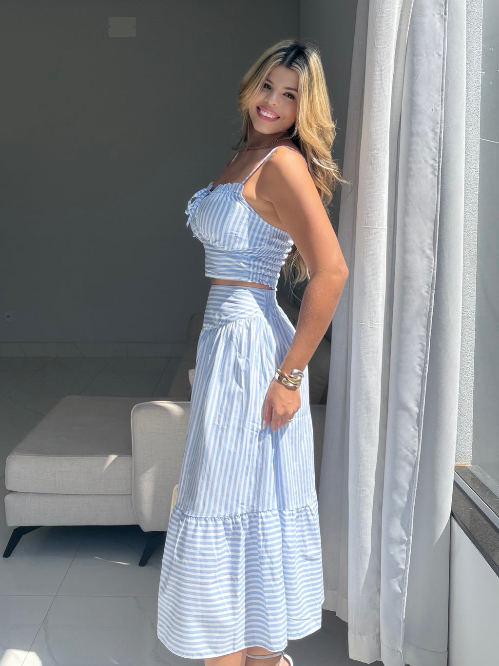 Conjunto de Blusa e Saia Midi Trancoso