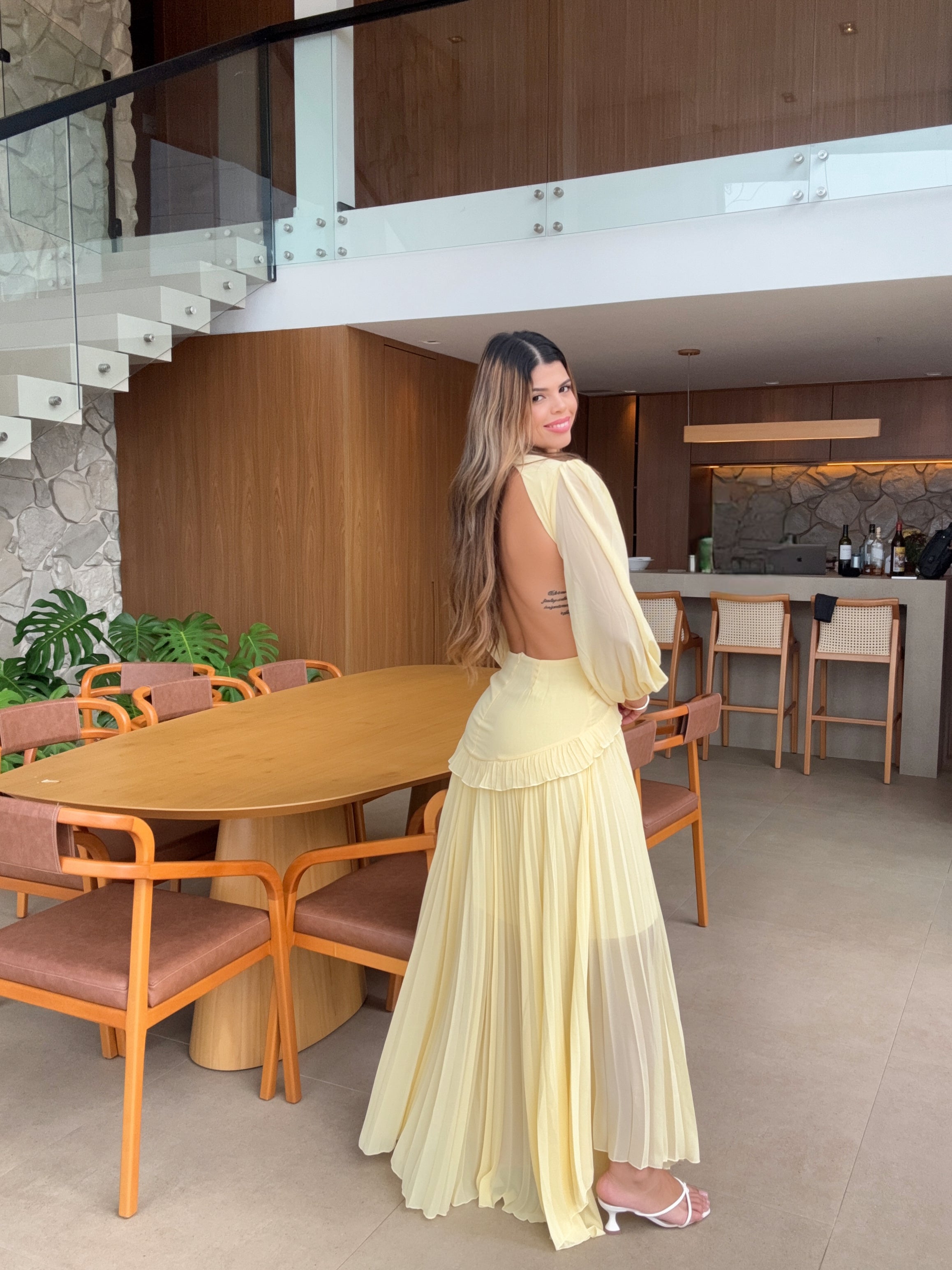 Vestido Longo com Manga Longa Munique