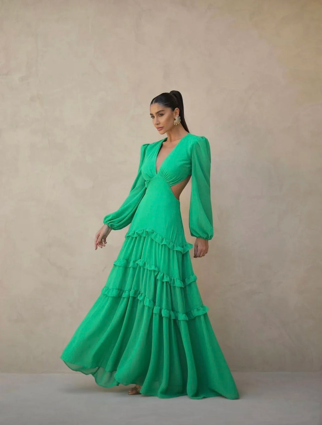 Vestido Longo com Manga Longa Santorini