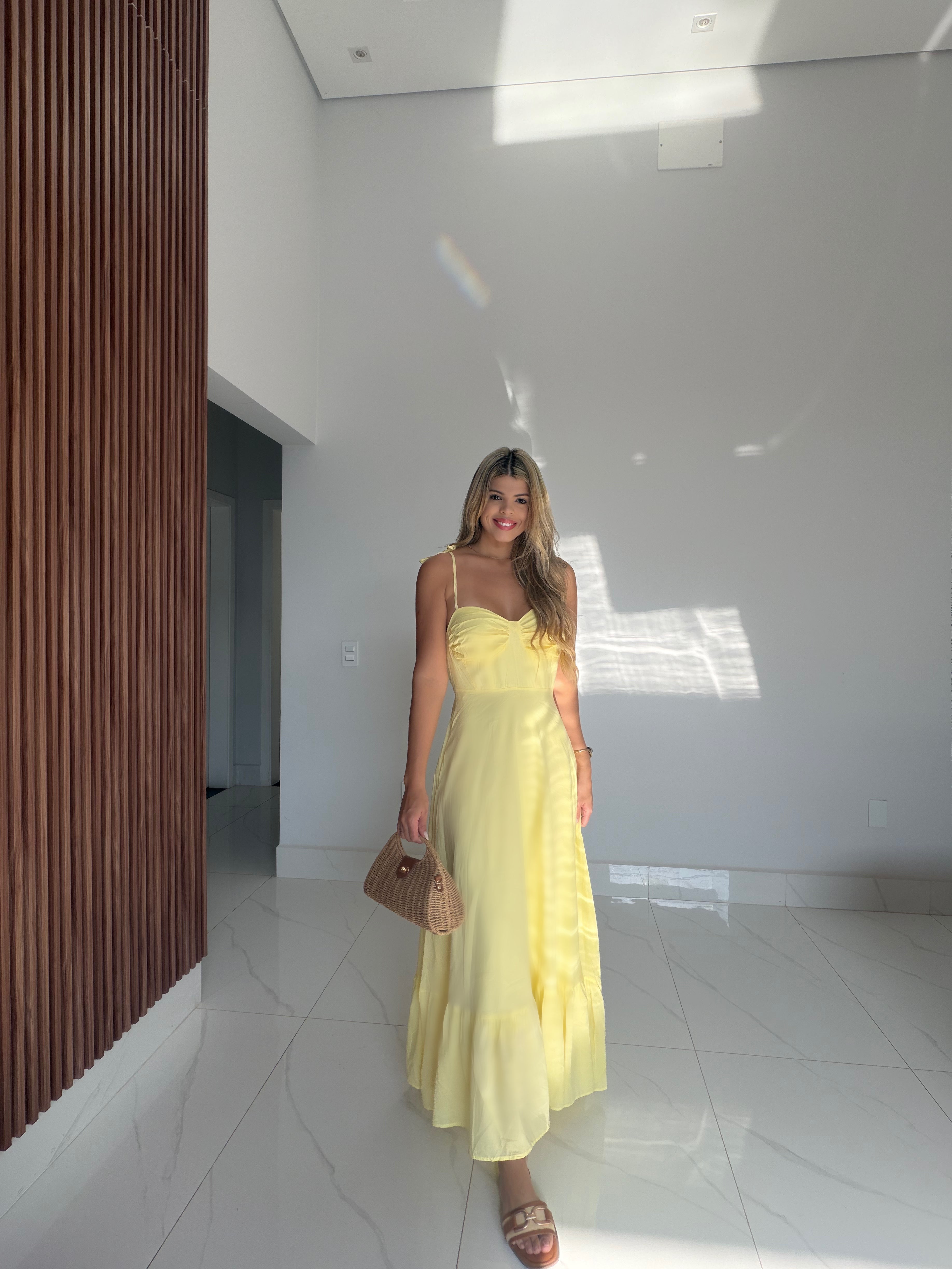 Vestido longo em Linho Capri