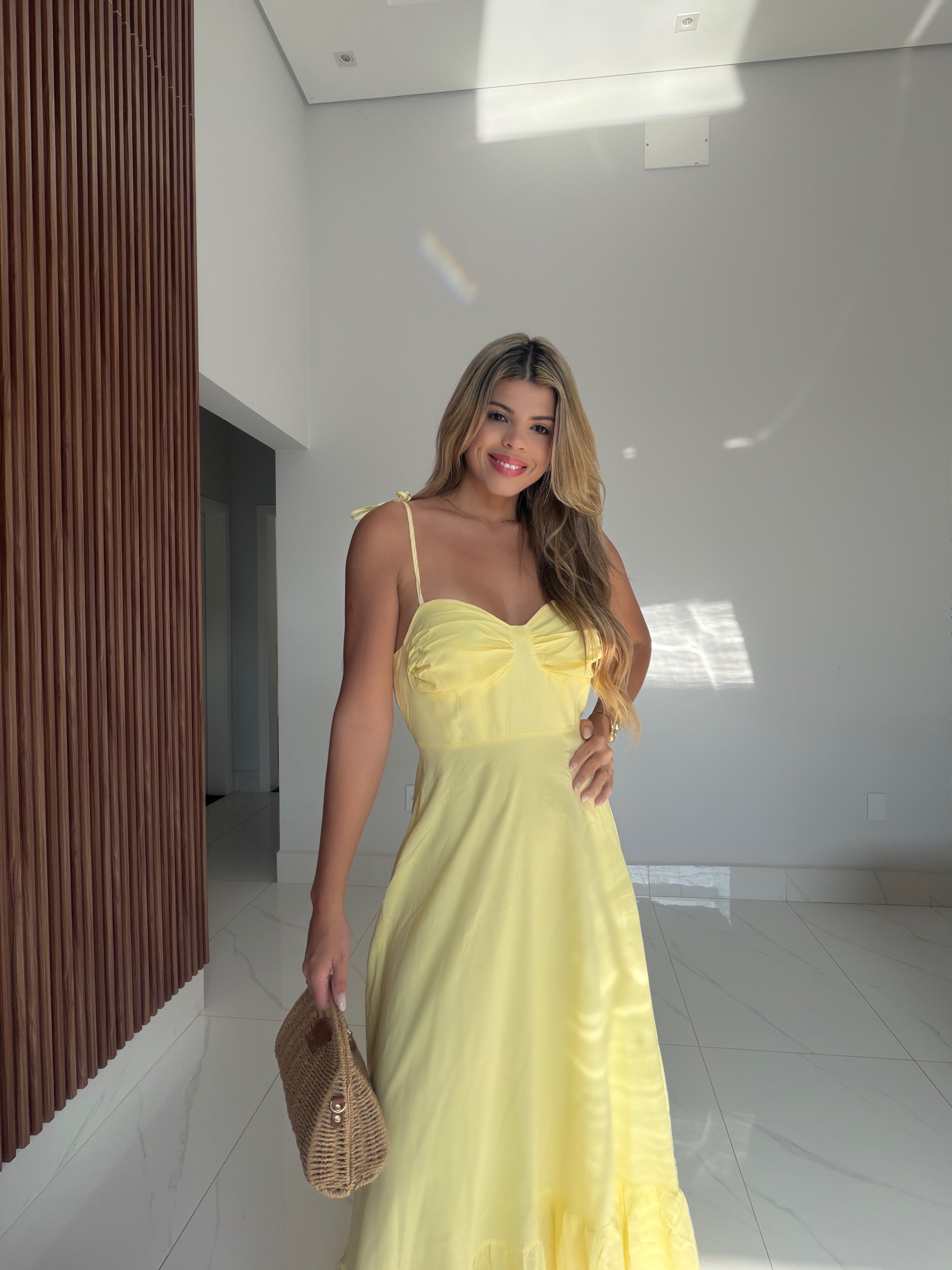 Vestido longo em Linho Capri