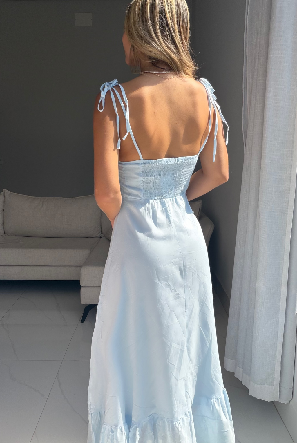 Vestido longo em Linho Capri