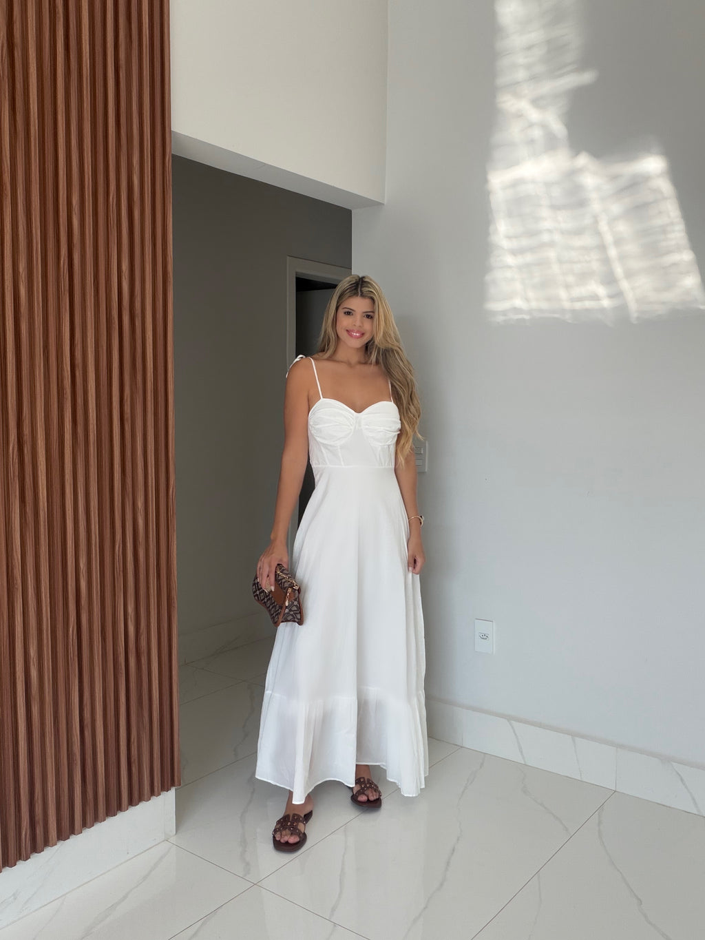 Vestido longo em Linho Capri