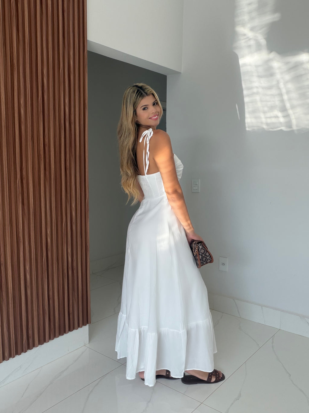 Vestido longo em Linho Capri