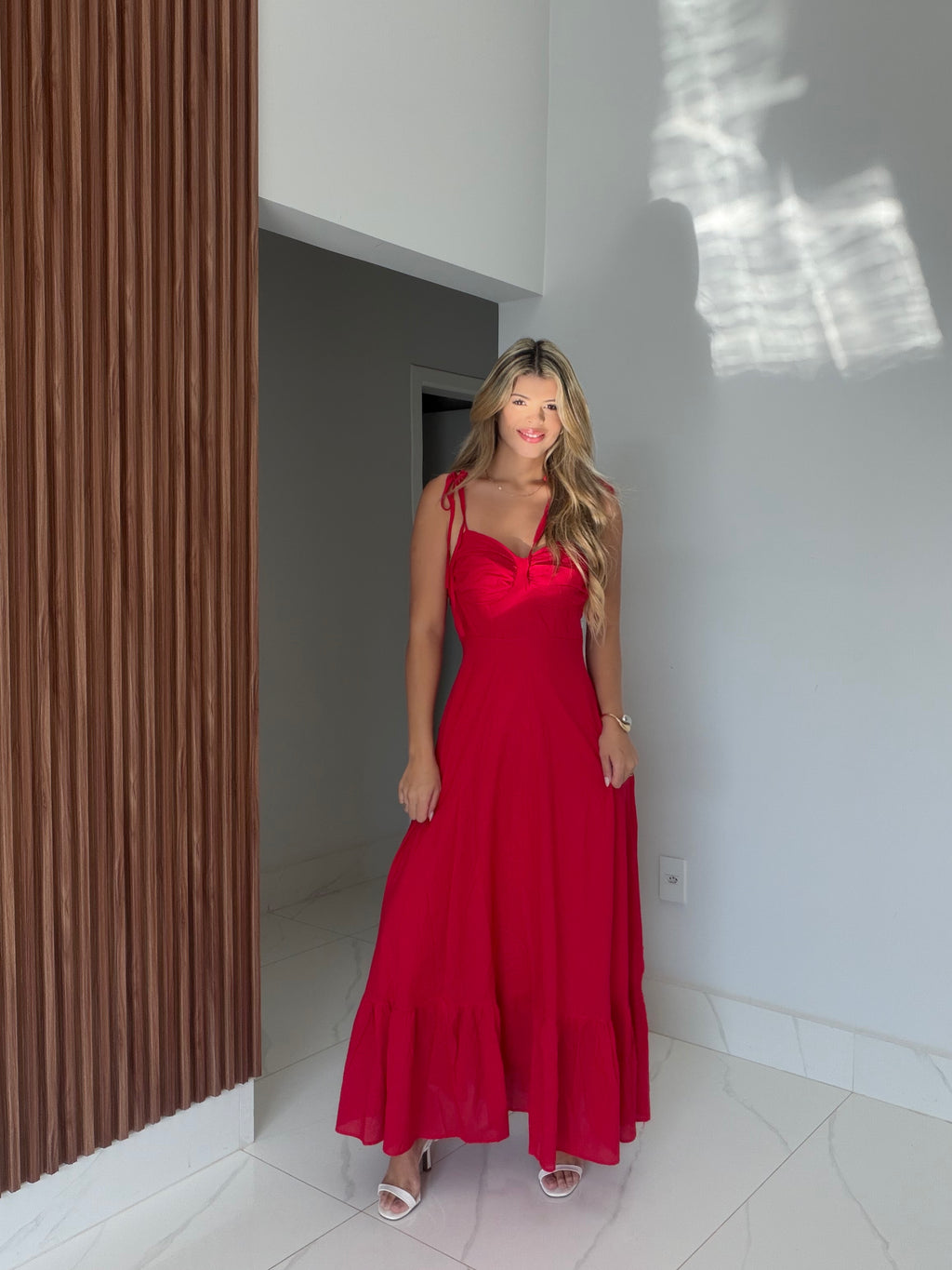 Vestido longo em Linho Capri