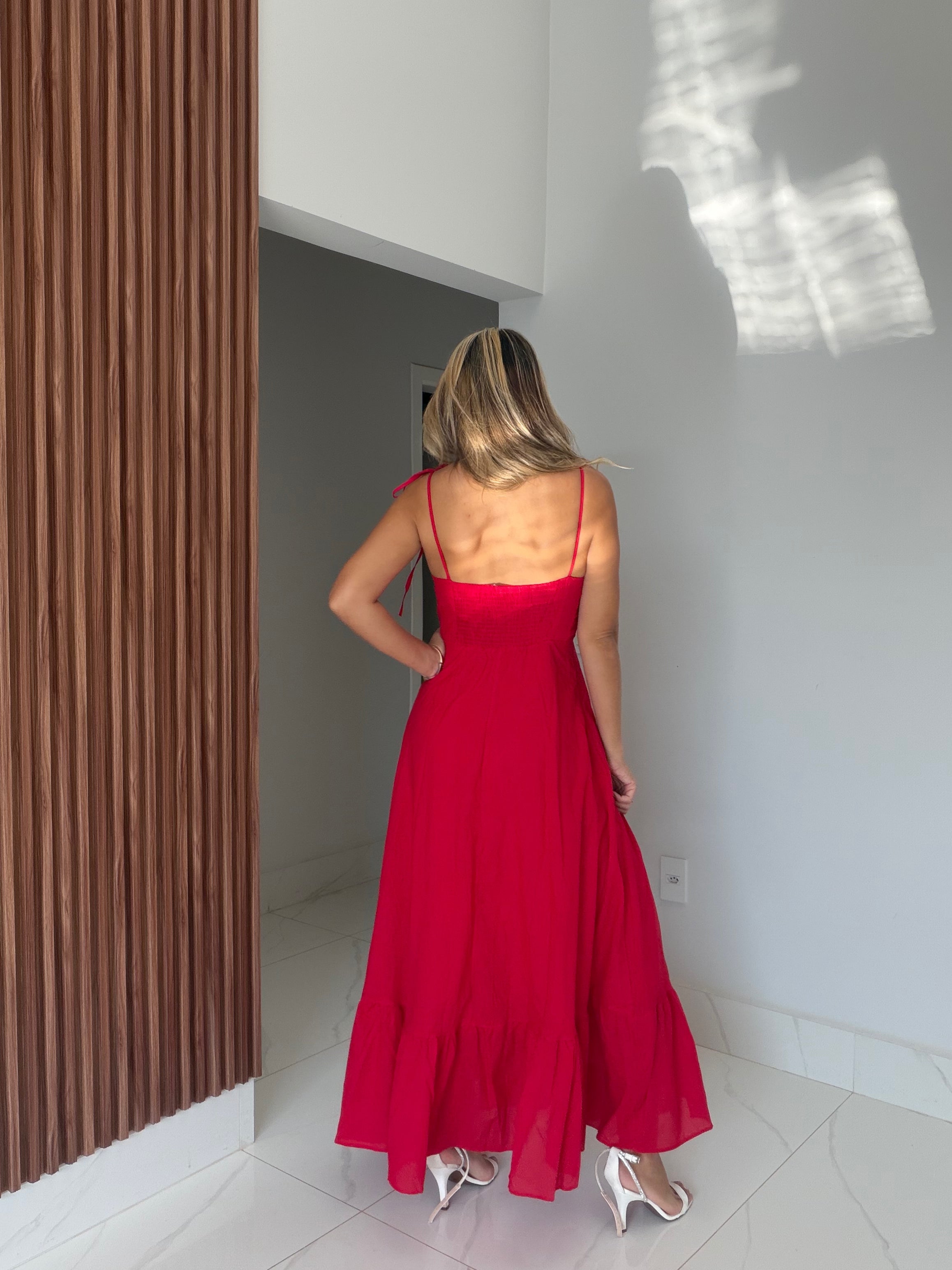 Vestido longo em Linho Capri