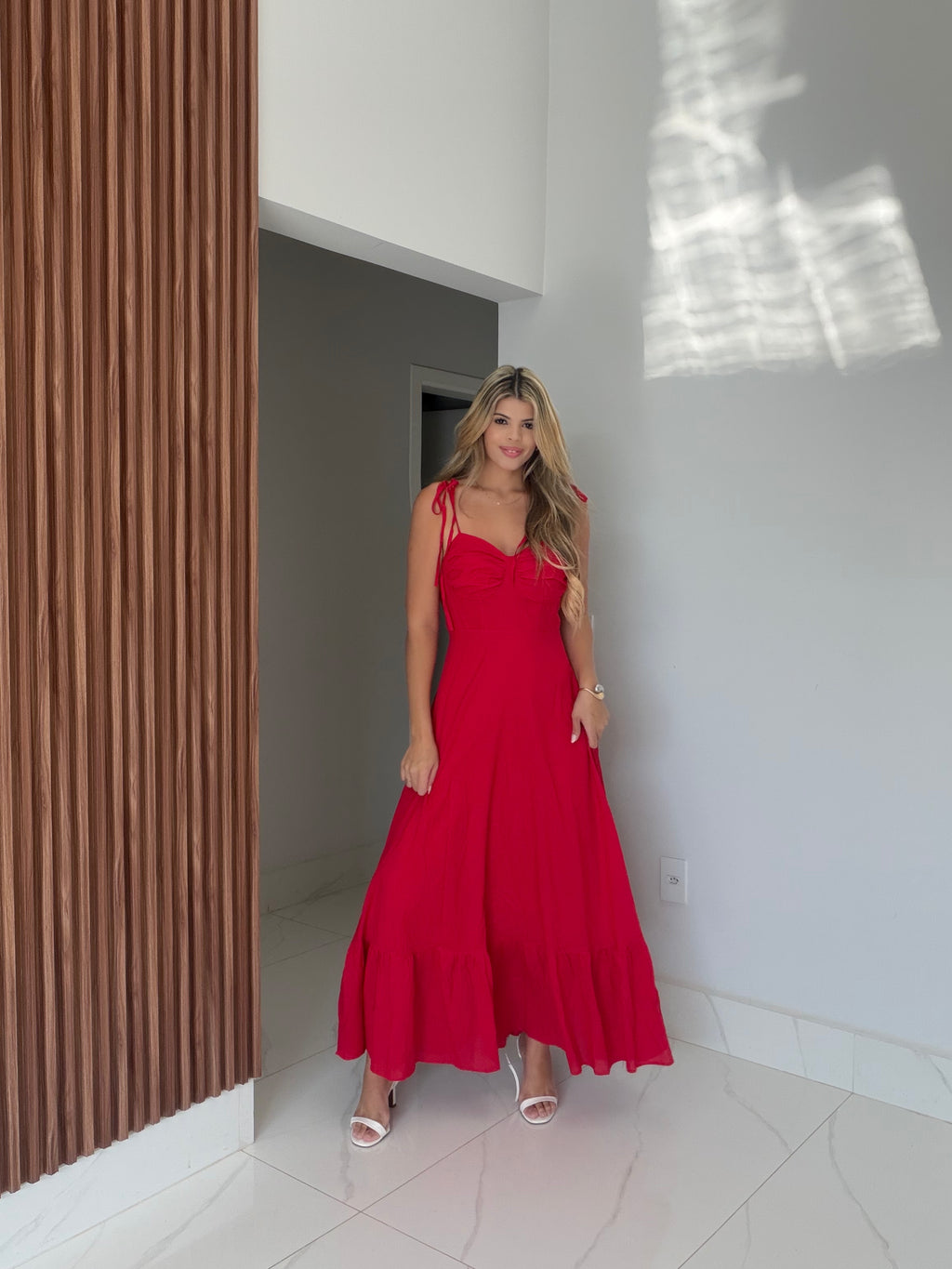 Vestido longo em Linho Capri