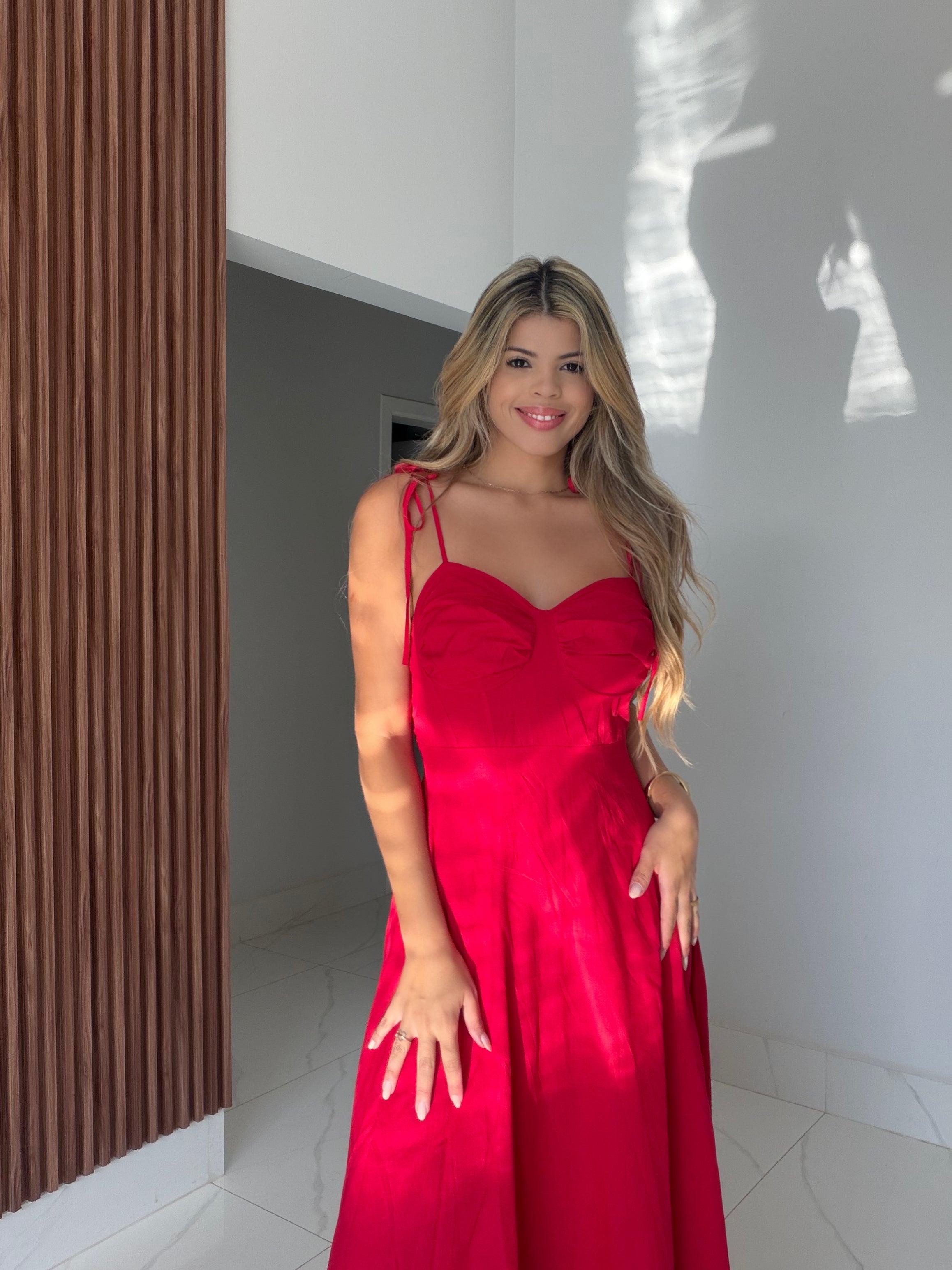Vestido longo em Linho Capri